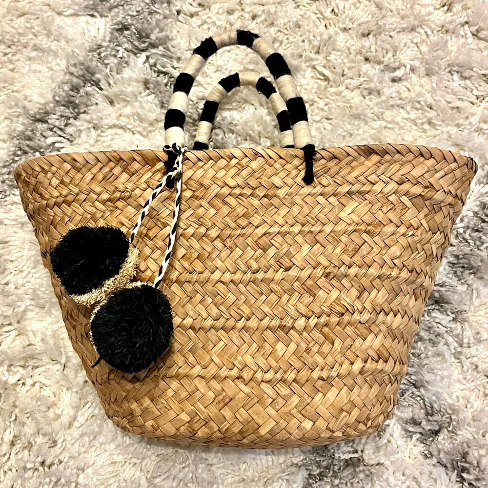 KAYU ST TROPEZ POM POM STRAW TOTE